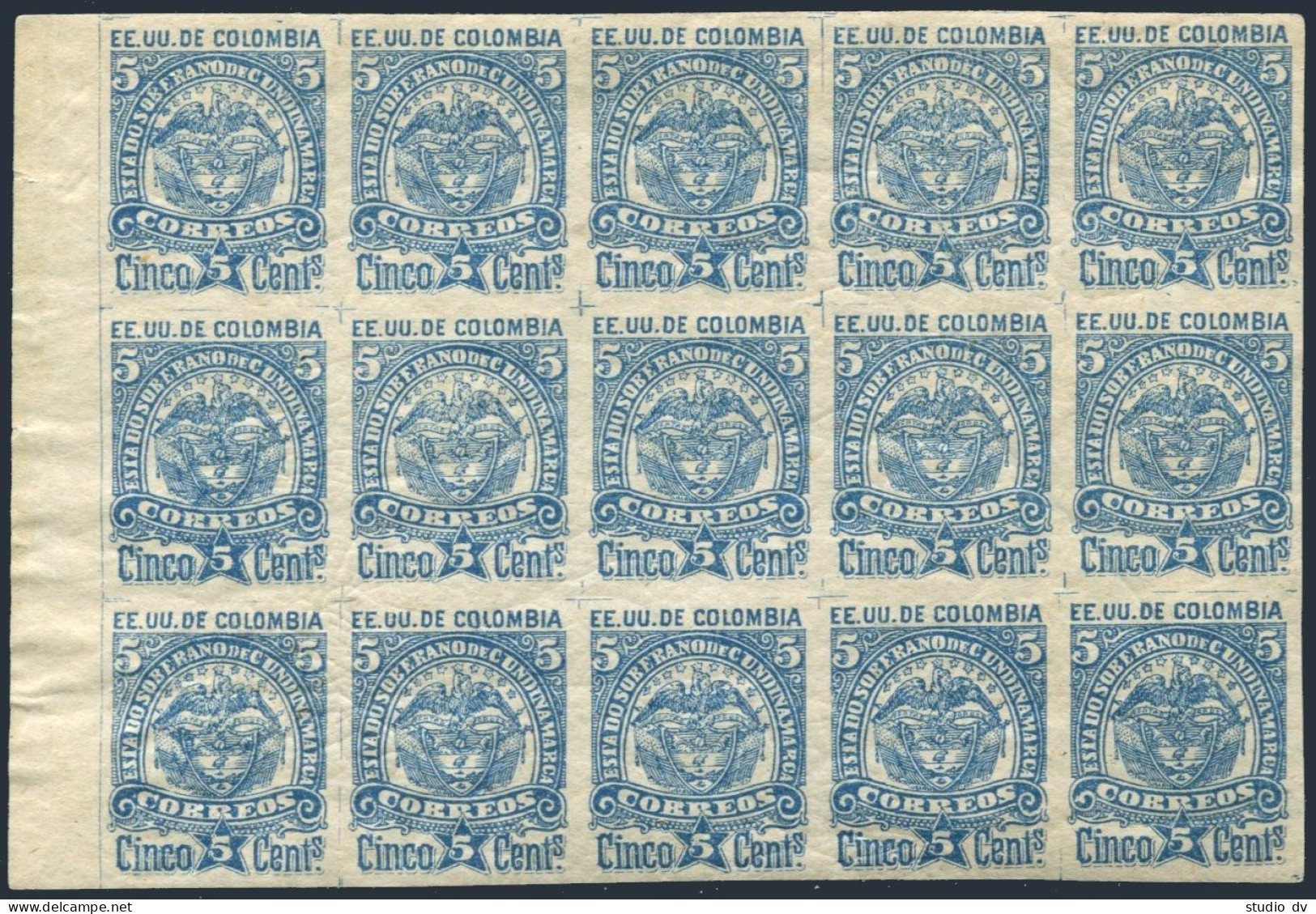 Colombia Cundinamarca 11 Block/15,MNH.Michel 11-II. Coat Of Arms,redrawn,1884. - Colombia