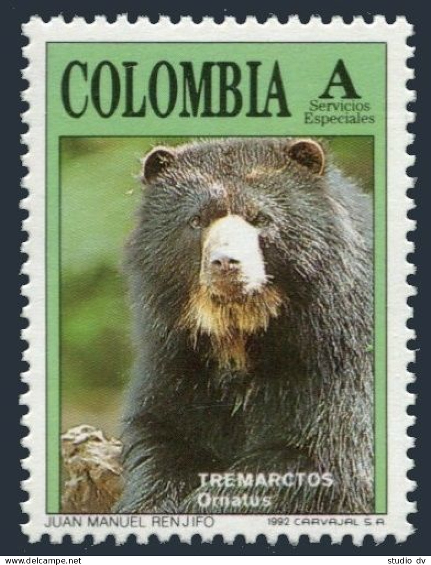 Colombia 1052,MNH.Michel 1859. Wildlife 1992.Tremarctos Ornatus. - Kolumbien