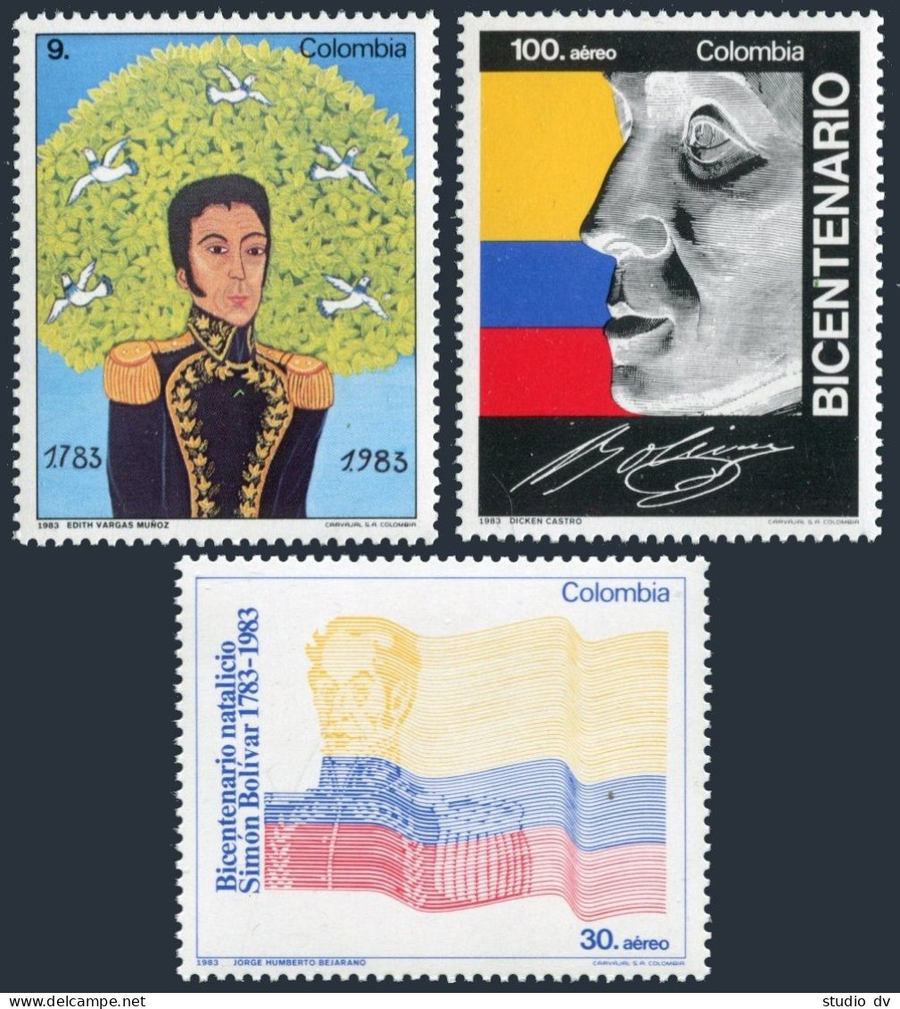 Colombia 922,C736-C737,MNH.Mi 1615-1617. Simon Bolivar,200th Birth Ann.1983. - Colombia