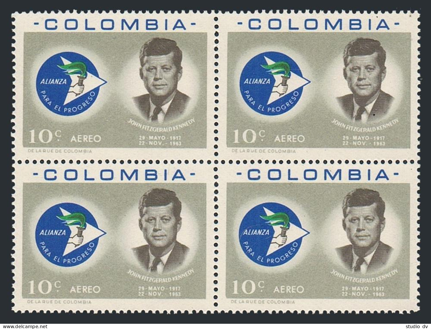 Colombia C455 Block/4,MNH.Mi 1050. President John Kennedy,Alliance For Progress. - Colombia