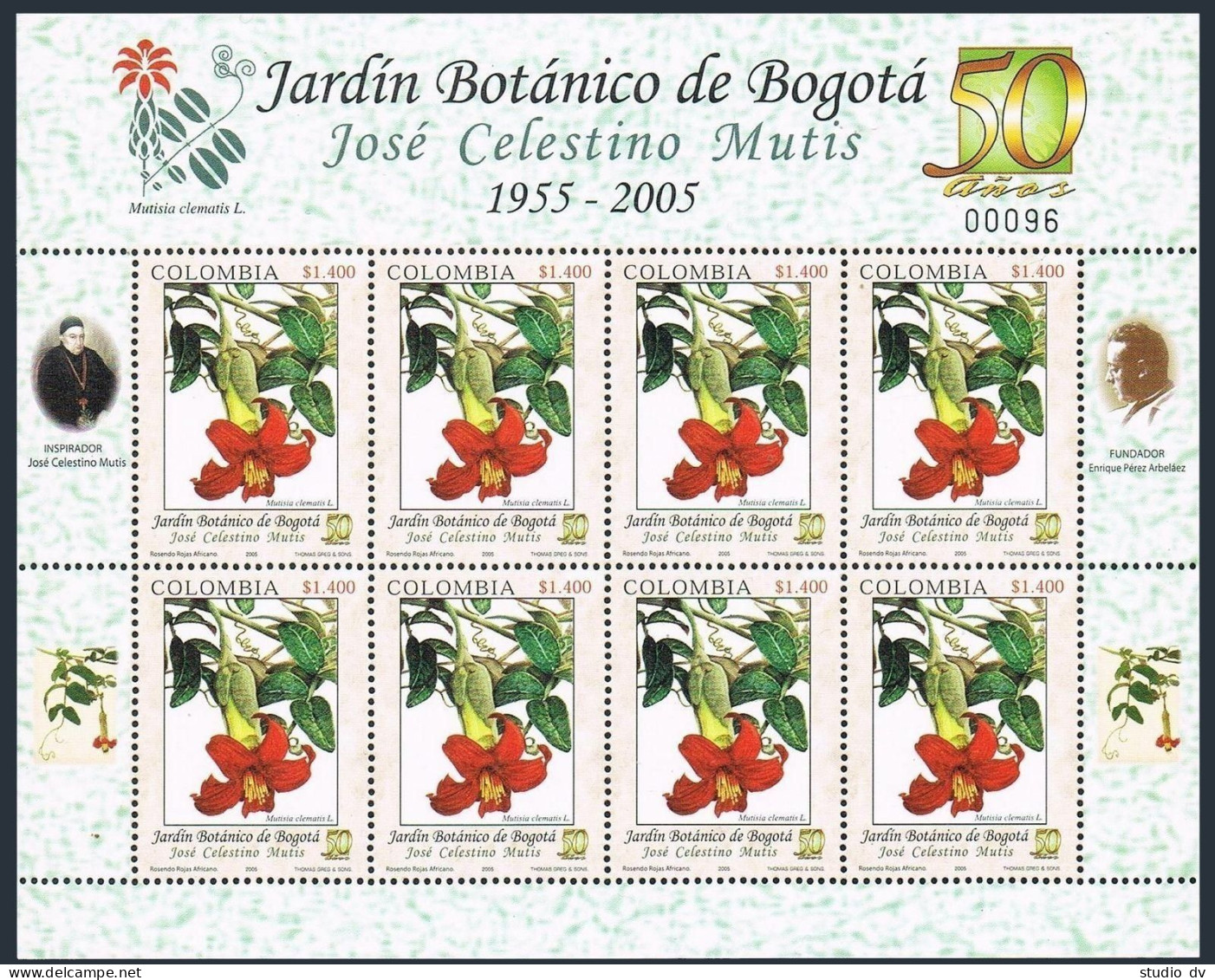 Colombia 1247a Sheet,MNH. Bogota Botanical Gardens,2005.Mutisia Clematis L. - Colombia