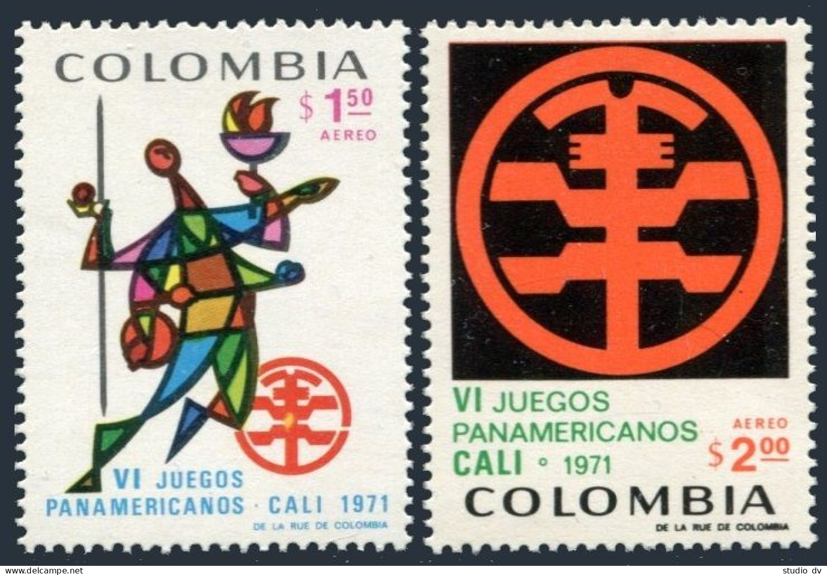 Colombia C542-C543,MNH.Mi 1179-1180. 6th Pan-American Games,Cali 1971.Athlete. - Kolumbien