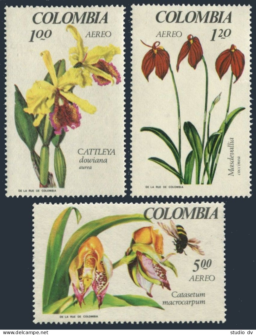 Colombia C489-C491,MNH.Michel 1100-1102. Orchids 1967,Bee. - Colombie