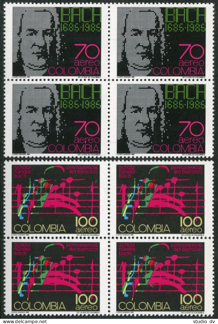 Colombia C766-C767,MNH.Michel 1678-1679. Bach,Handel,Schutz,composers,1986. - Colombia