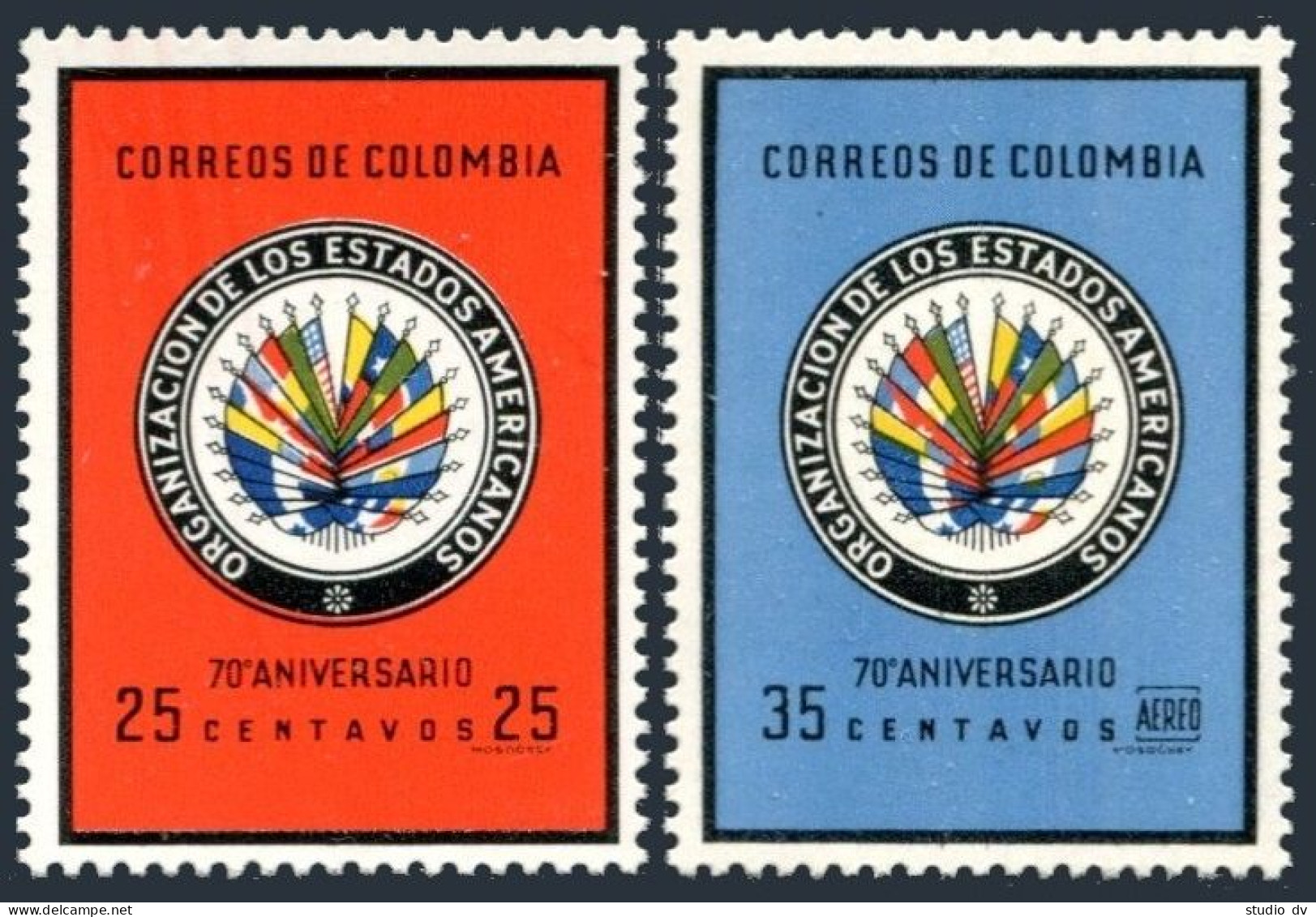 Colombia 743-744,C433,MNH.Mi 1019-1020,Bl.26. Organization-American States,1962. - Colombia