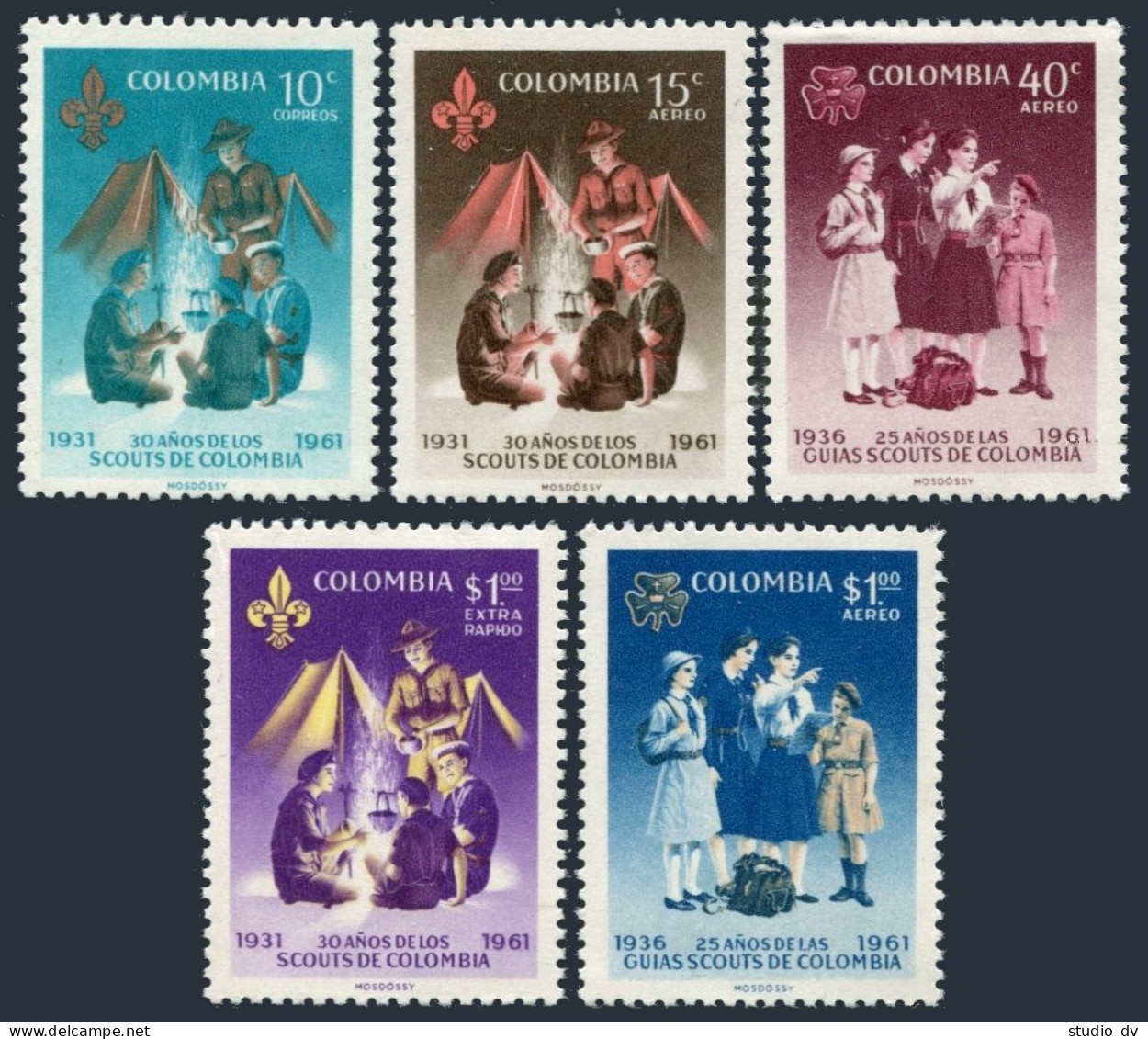 Colombia 746, C435-C438, MNH. Mi 1024-1028. Colombian Boy Scouts, 30th Ann.1962. - Colombia