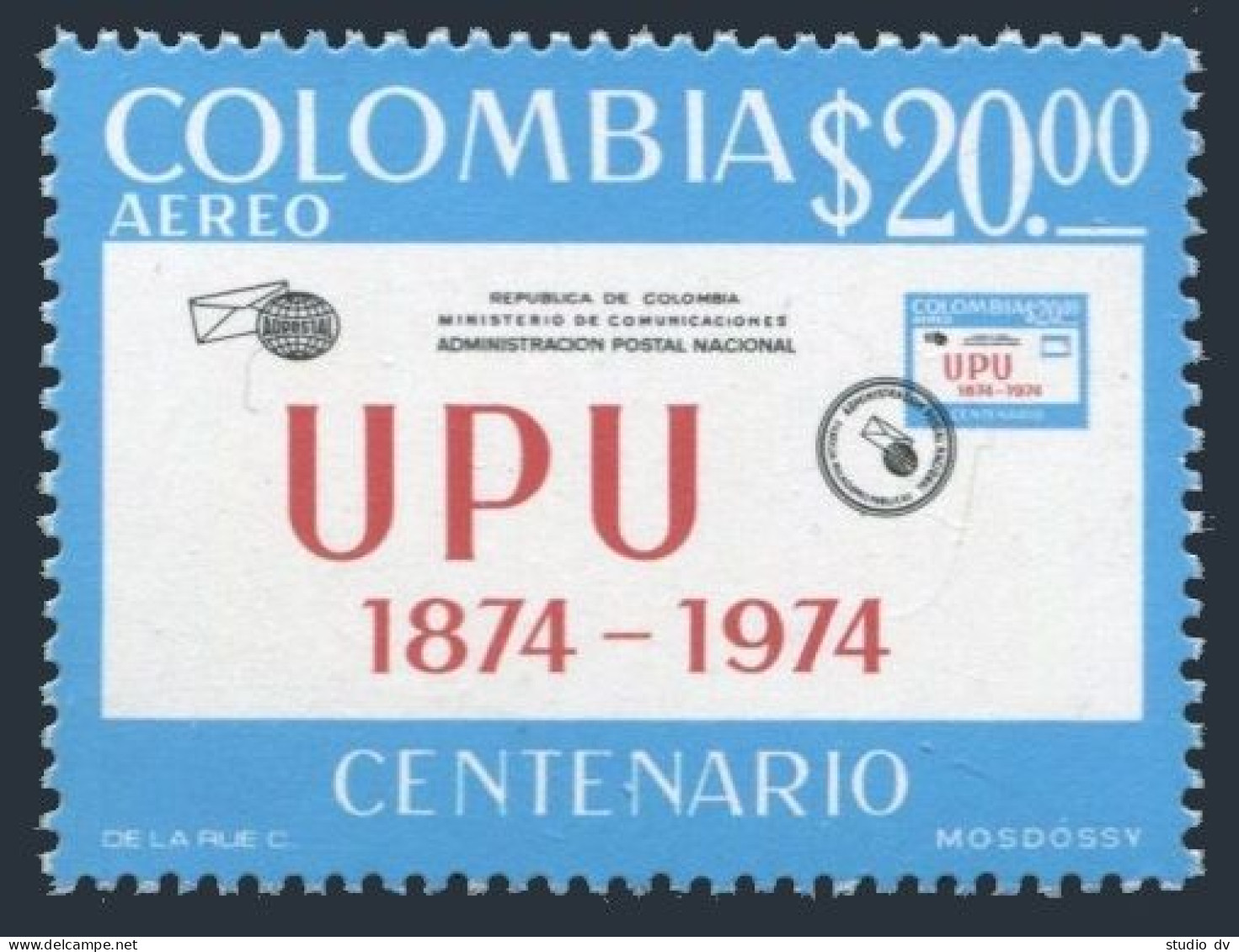 Colombia C598, MNH. Michel 1271. UPU-100, 1974. Letter. - Colombie