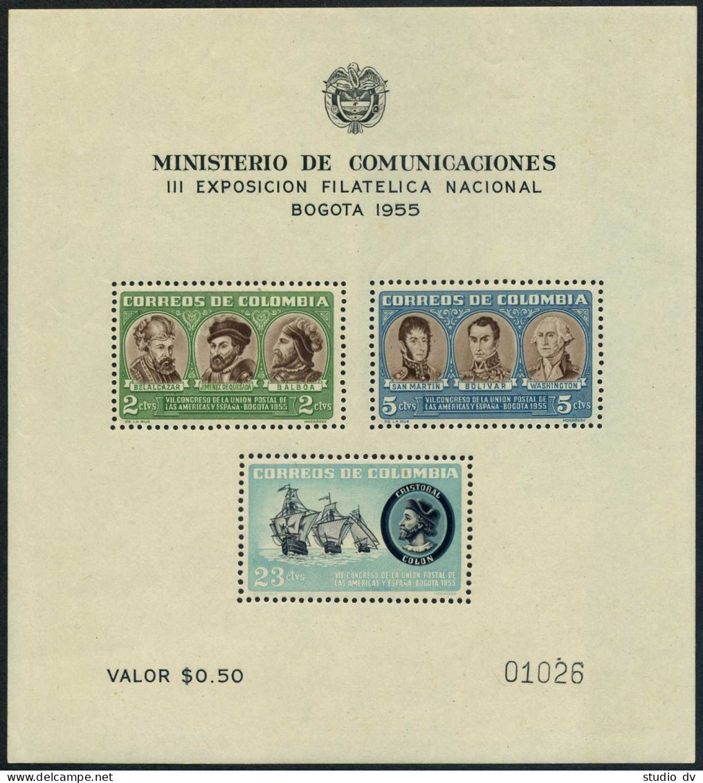 Colombia 642a,C278a Sheets, MNH. Mi Bl.12-13. Columbus, Bolivar, Marti, Balboa, - Colombie