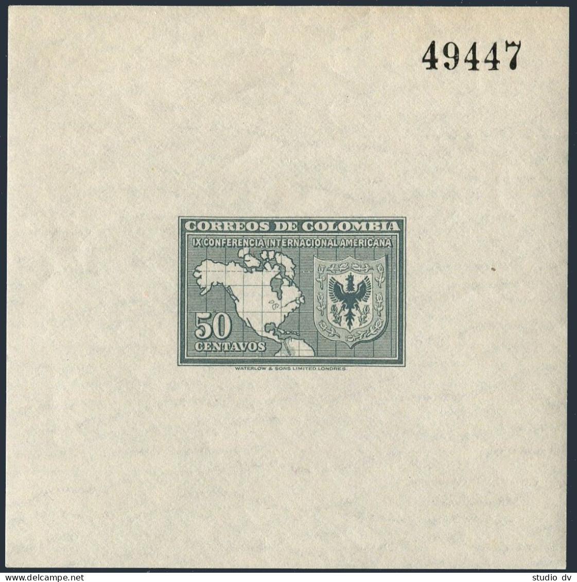 Colombia 560, C150, MNH. 9th Pan-American Conference, Bogota, 1946. Map, Arms. - Kolumbien