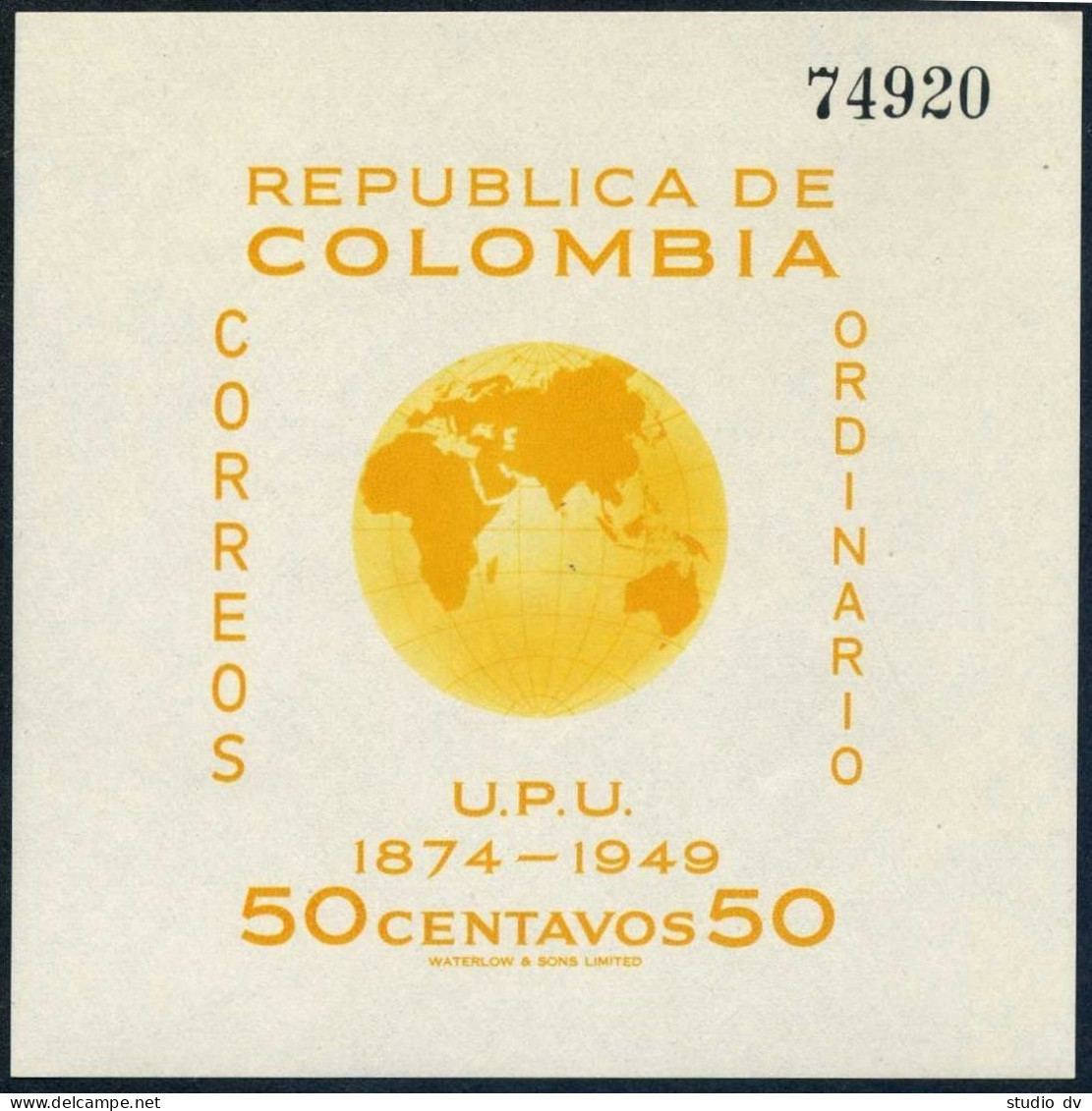 Colombia 580-586, 587, C199, MNH. UPU-75, 1949. Flowers, Post Office, Globe. - Kolumbien