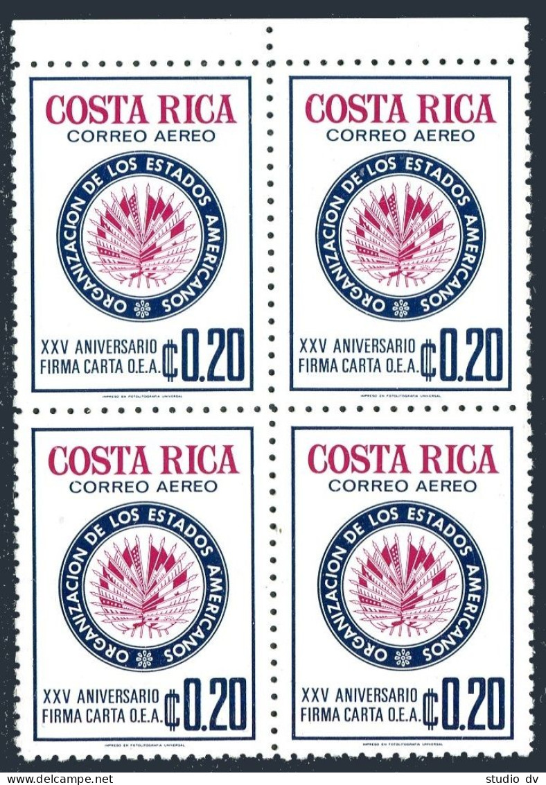 Costa Rica C578 Block/4, MNH. Michel 857. OAS, 25th Ann.1973. Emblem. - Costa Rica