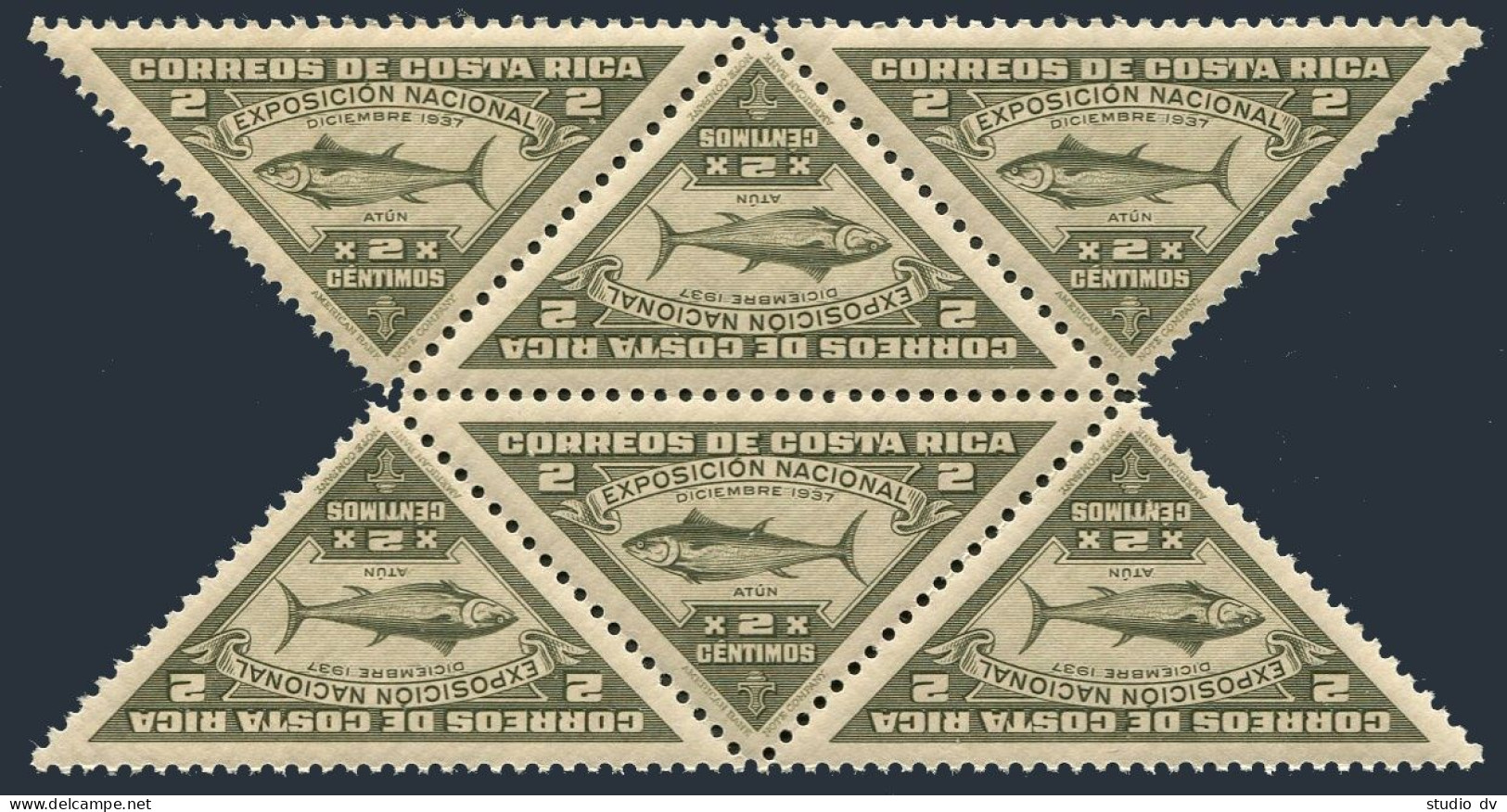 Costa Rica 186 Block/6, MNH. Michel 200. National Exposition 1937. Tuna. - Costa Rica