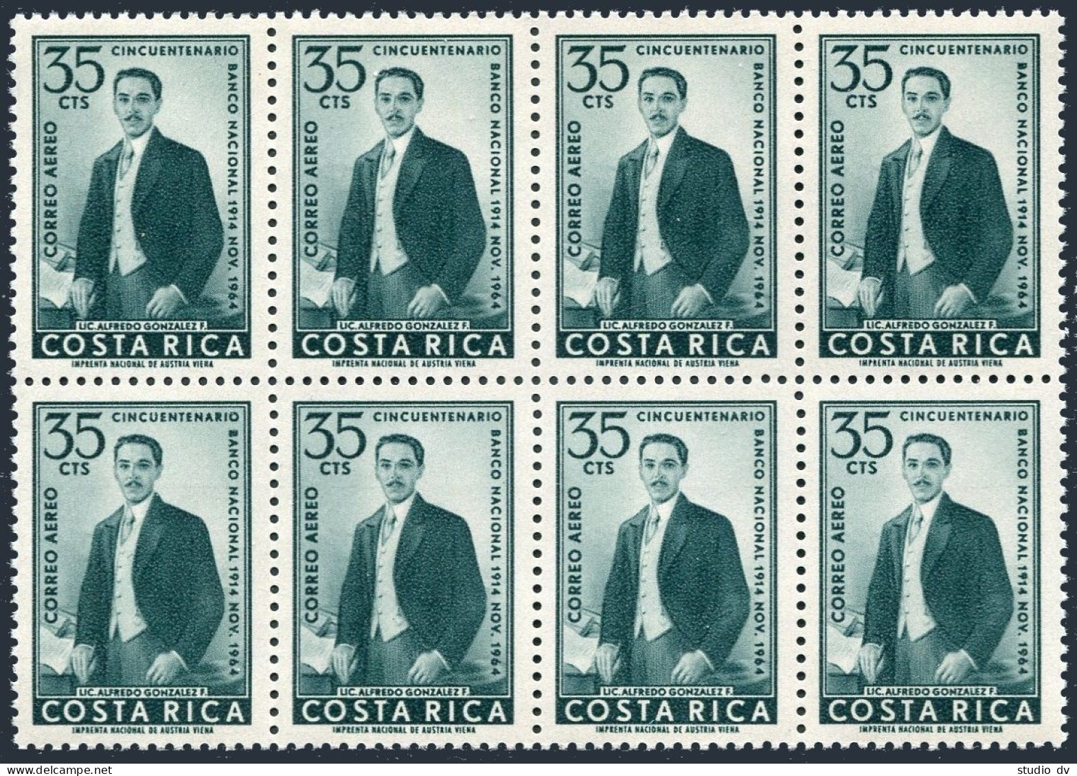 Costa Rica C399 Block/8, MNH. Alfredo Gonzakes Flores,governor Of National Bank. - Costa Rica