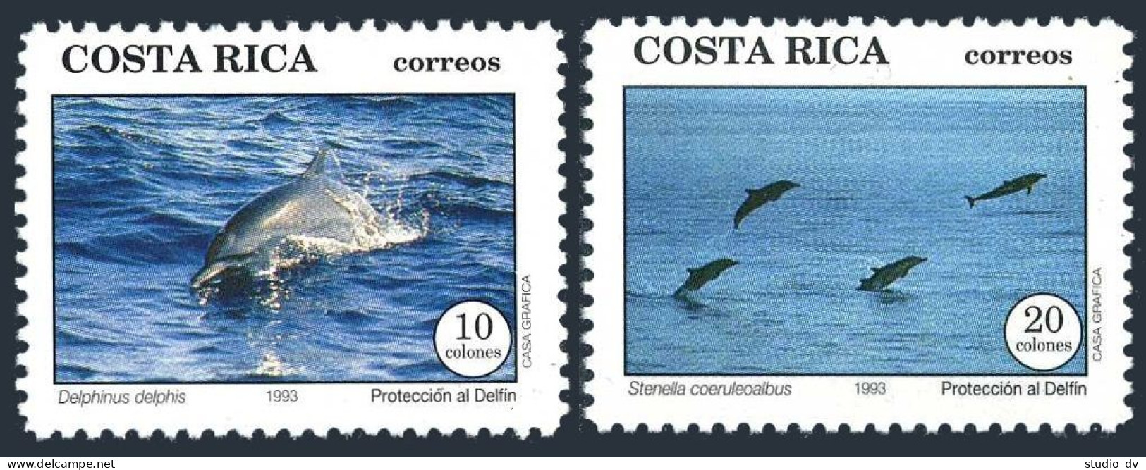 Costa Rica 453-454, MNH. Michel 1417-1418. Protection Of The Dolphin. 1993. - Costa Rica