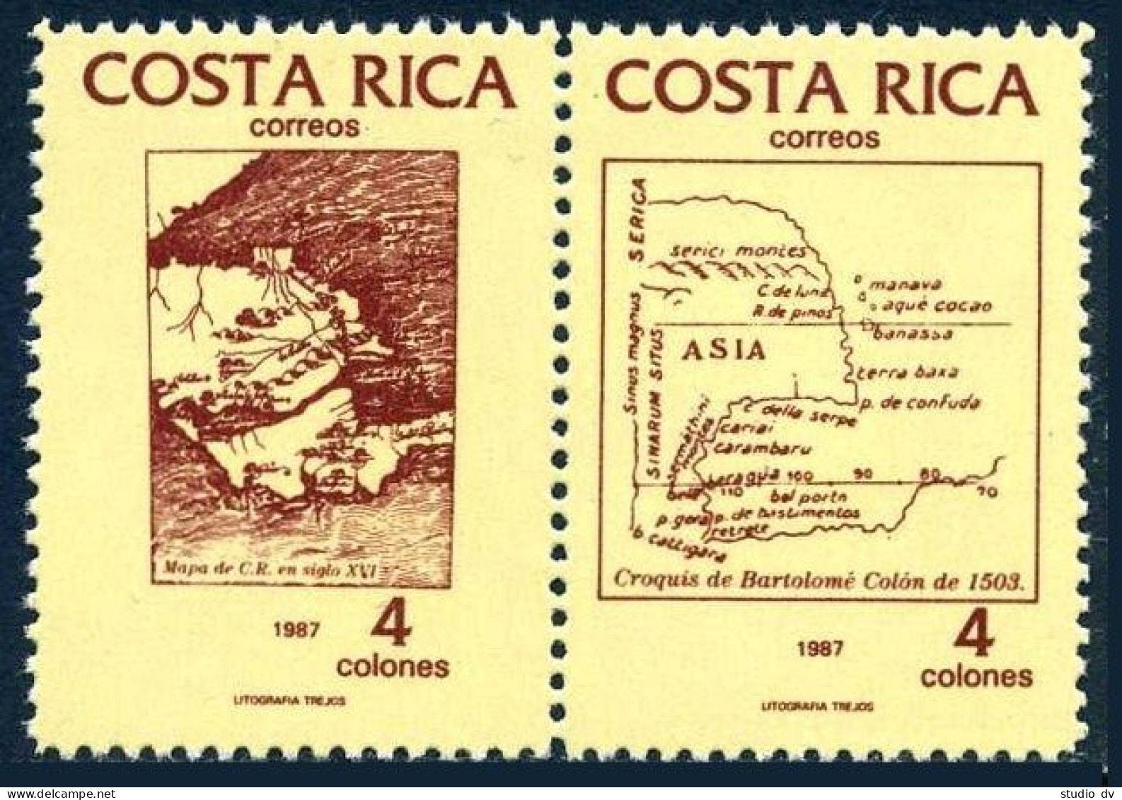 Costa Rica 393-394a Pair,MNH.Mi 1339-1340. Discovery Of America-500 In 1992,1987 - Costa Rica