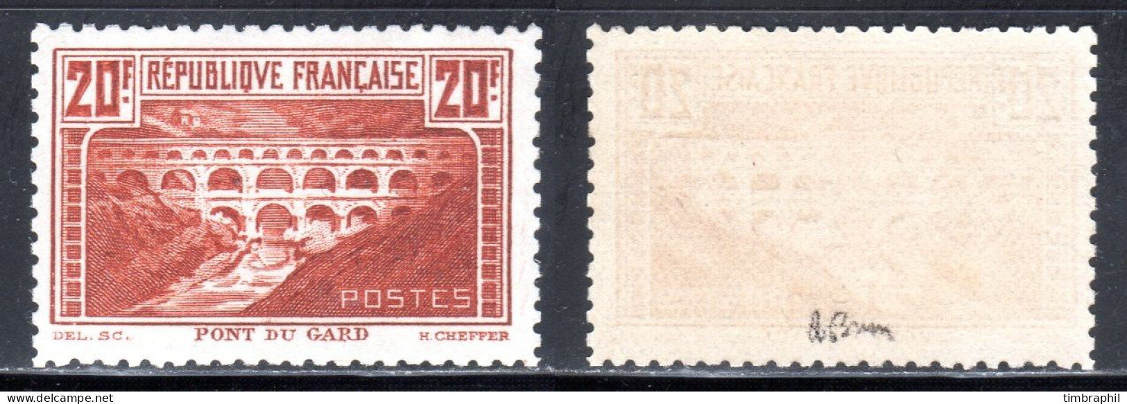 N° 262B (Pont Du Gard Type I) Neuf** LUXE Signé: COTE= 2400 € - Unused Stamps