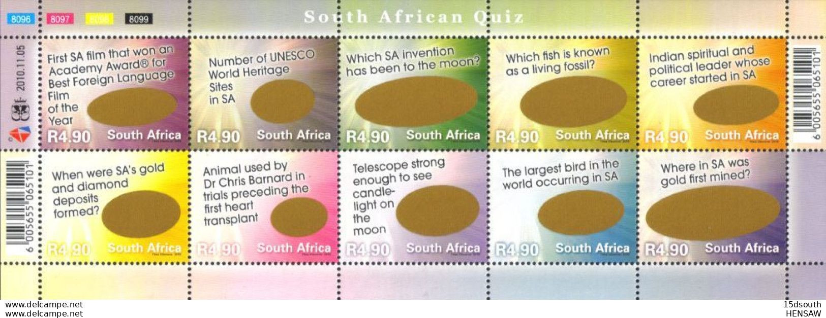 South Africa - 2010 SA Quiz Sheet  MNH - Unused Stamps