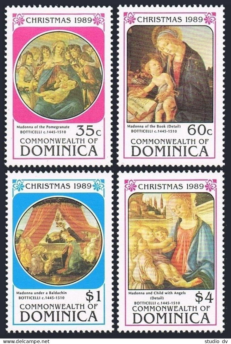 Dominica 1220, 1222-1224, MNH. Christmas 1989. Paintings By Botticelli. - Dominique (1978-...)