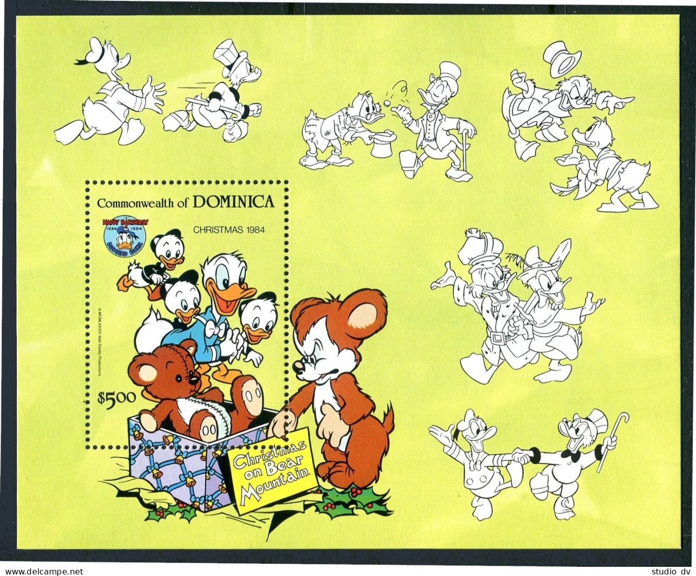 Dominica 874, MNH. Mi . Christmas 1984. Donald Duck By Walt Disney, 50th Ann. - Dominique (1978-...)