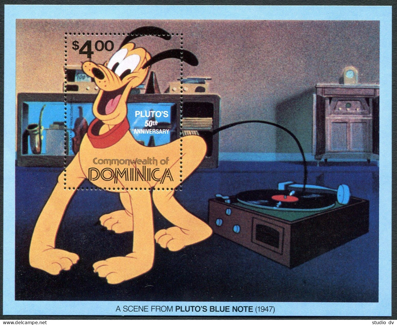 Dominica 695, MNH. Michel 707 Bl.67. Walt Disney's Pluto, 50th Ann. 1981. - Dominica (1978-...)