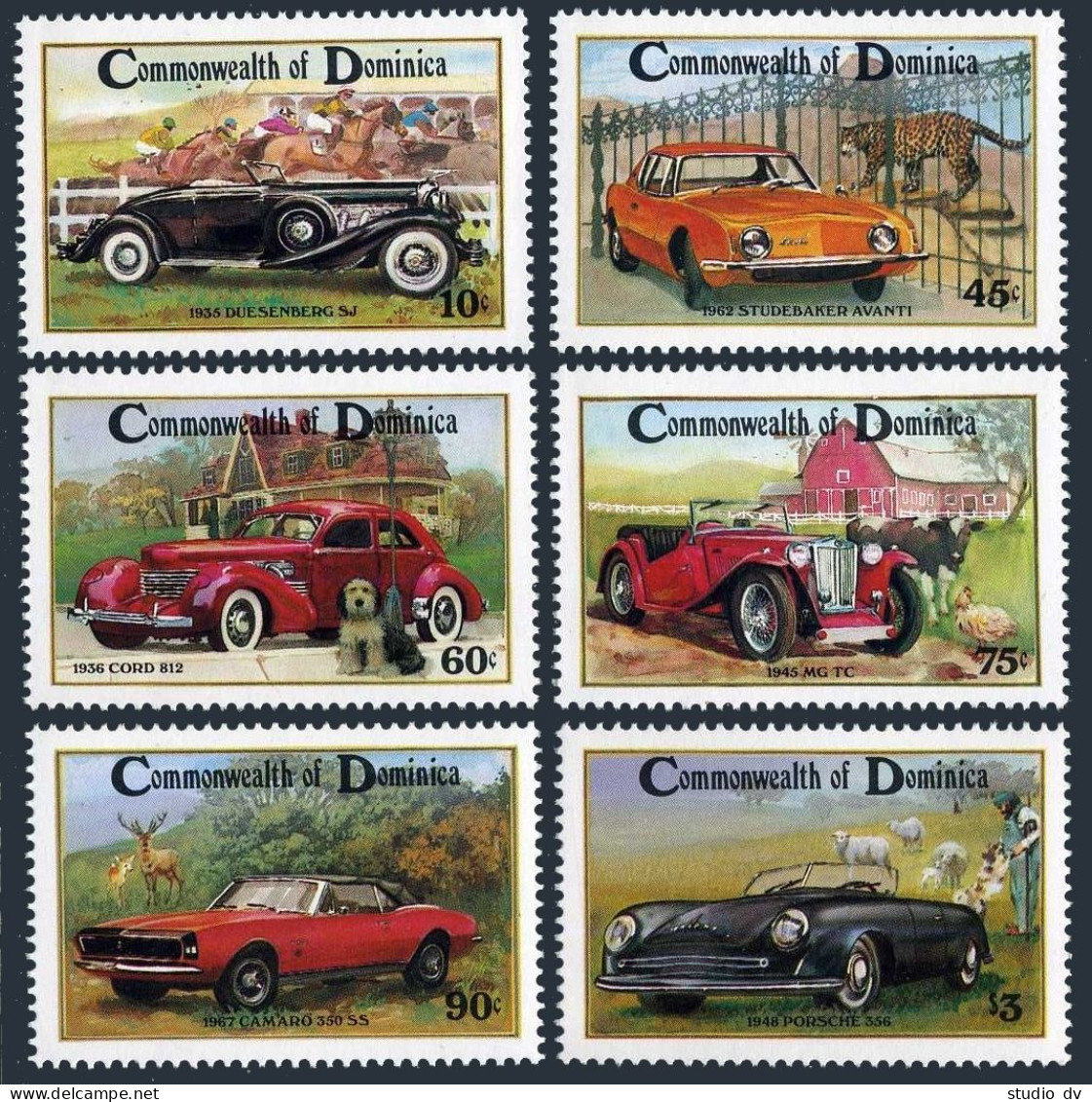 Dominica 810-815,816, MNH. Michel 824-830. Classic Automobiles 1983. - Dominique (1978-...)
