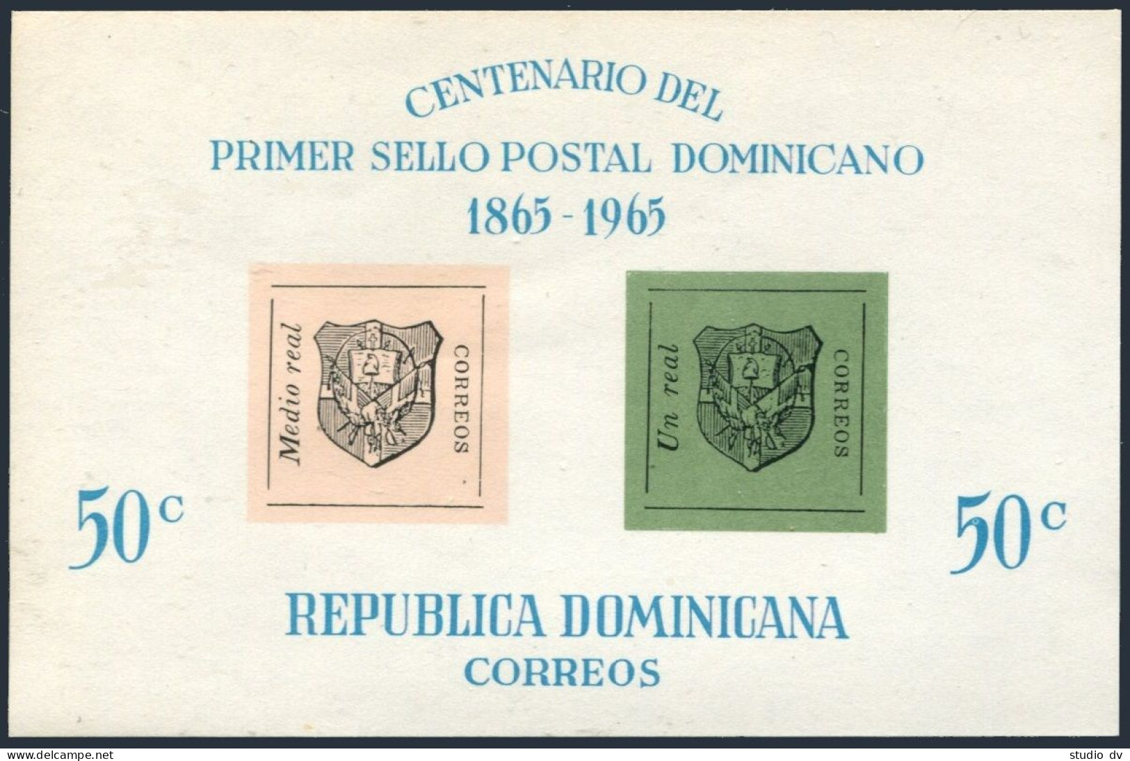 Dominican Republic 617a Sheet, MNH. Mi Bl.35. 1st Dominican Stamps-100, 1965. - Dominica (1978-...)