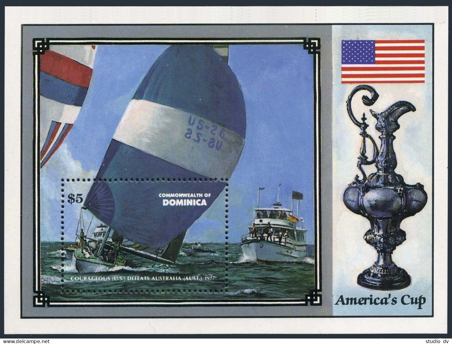 Dominica 1018, MNH. Mi Bl.116. America's Cup, 1987. Yacht Courageous, Australia. - Dominique (1978-...)