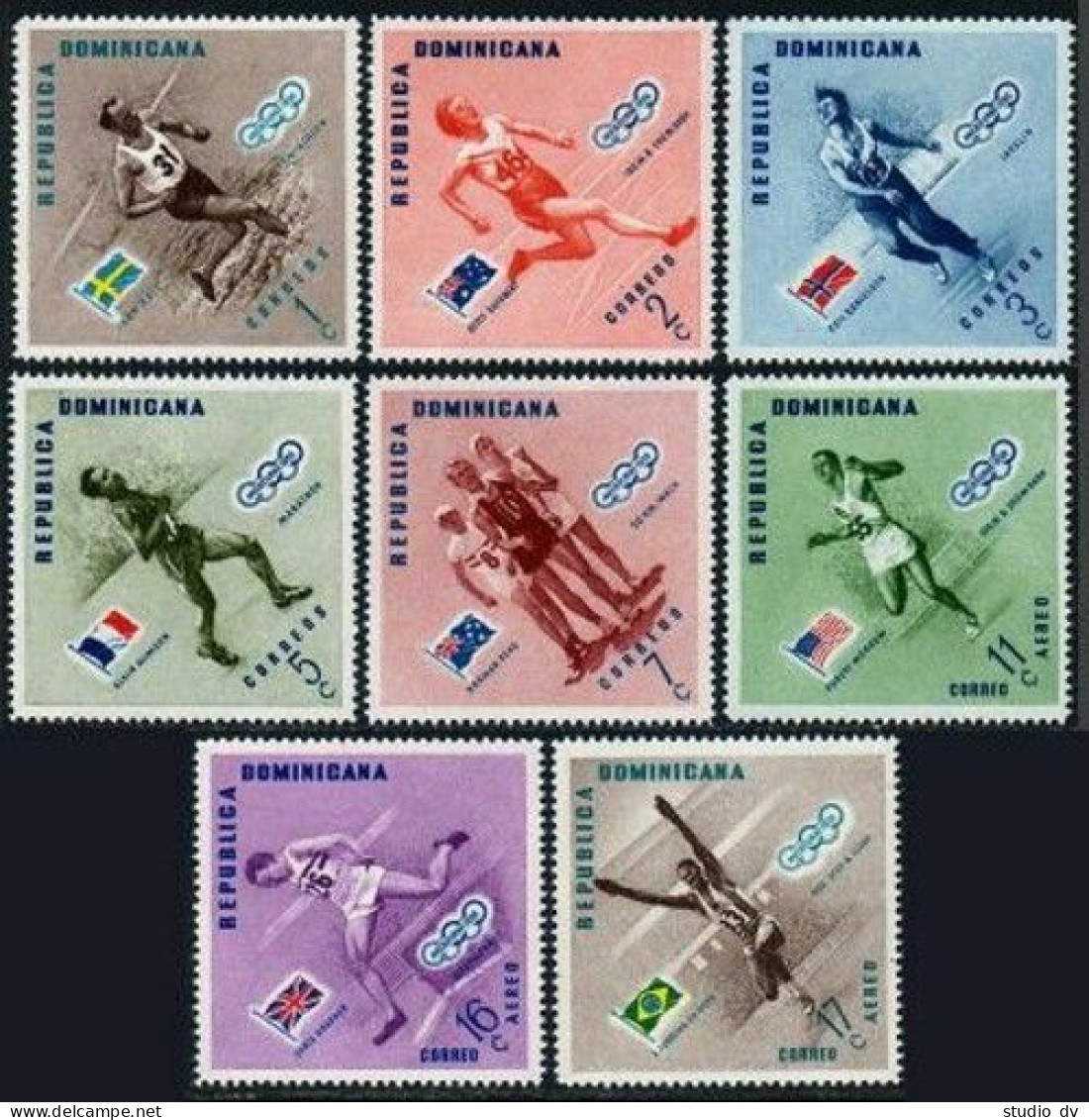 Dominican Rep 479-C102 Sheets/70,MNH.Mi 585-592. Olympics Melbourne-1956.Winners - Dominique (1978-...)