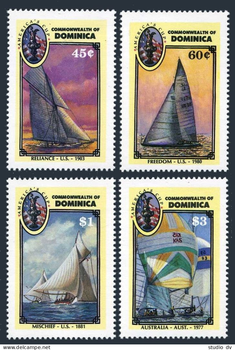 Dominica 1014-1017, 1018, MNH. America's Cup, 1987. Yachts. Courageous. - Dominica (1978-...)