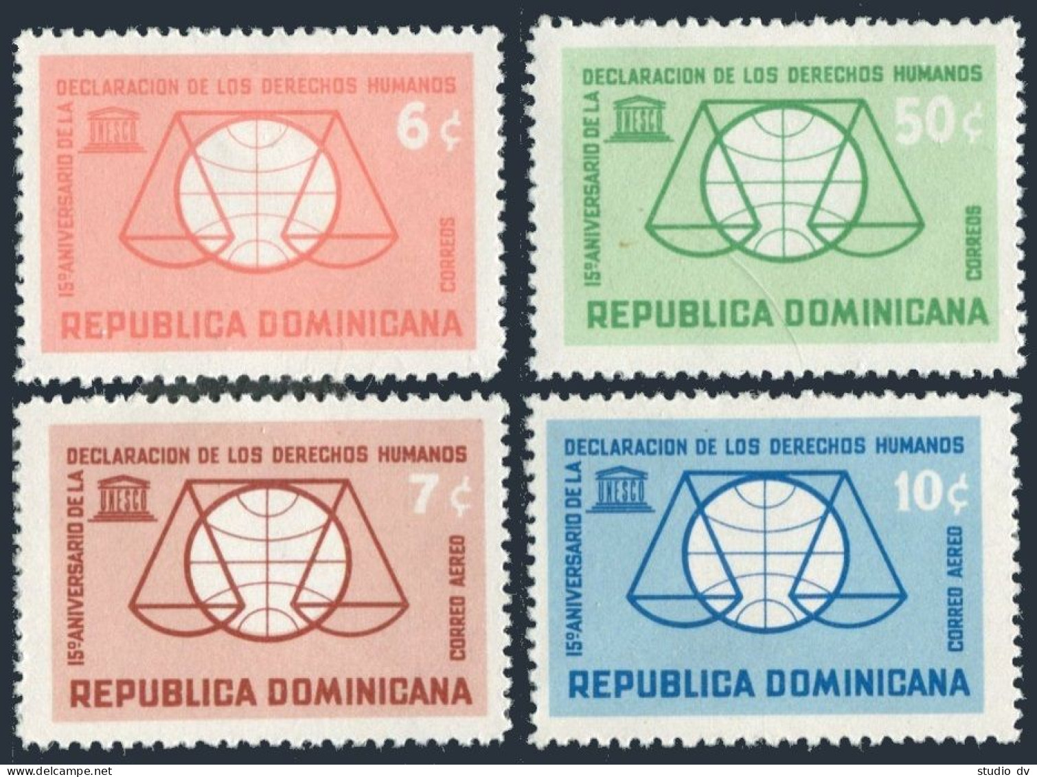 Dominican Rep 589-590,C130-C131,MNH.Mi 814-817. Declaration Of Human Rights,1963 - Dominica (1978-...)