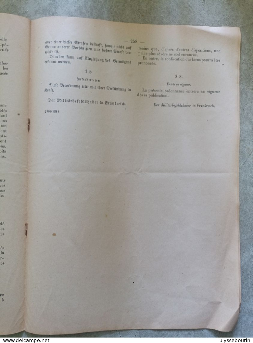 39/45 Verordnungsblatt Des Militärsbefehlshaber In Frankreich. Journal Officiel. Loi Contre Les Juifs 5 Mai 1941 - Documentos