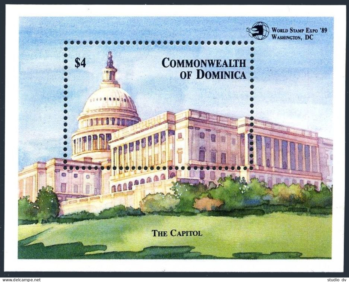 Dominica 1203, MNH. Mi Bl.157. World Stamp EXPO-1989. The Capitol, Washington. - Dominica (1978-...)