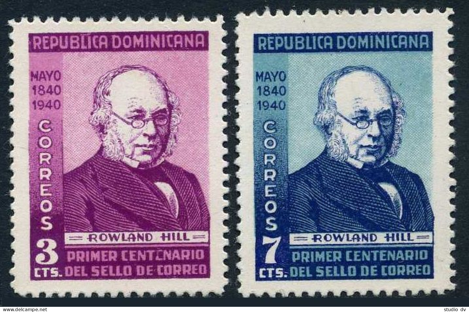 Dominican Rep 356-357,lightly Hinged.Michel 370-371. Sir Rowland Hill,1940. - Dominique (1978-...)