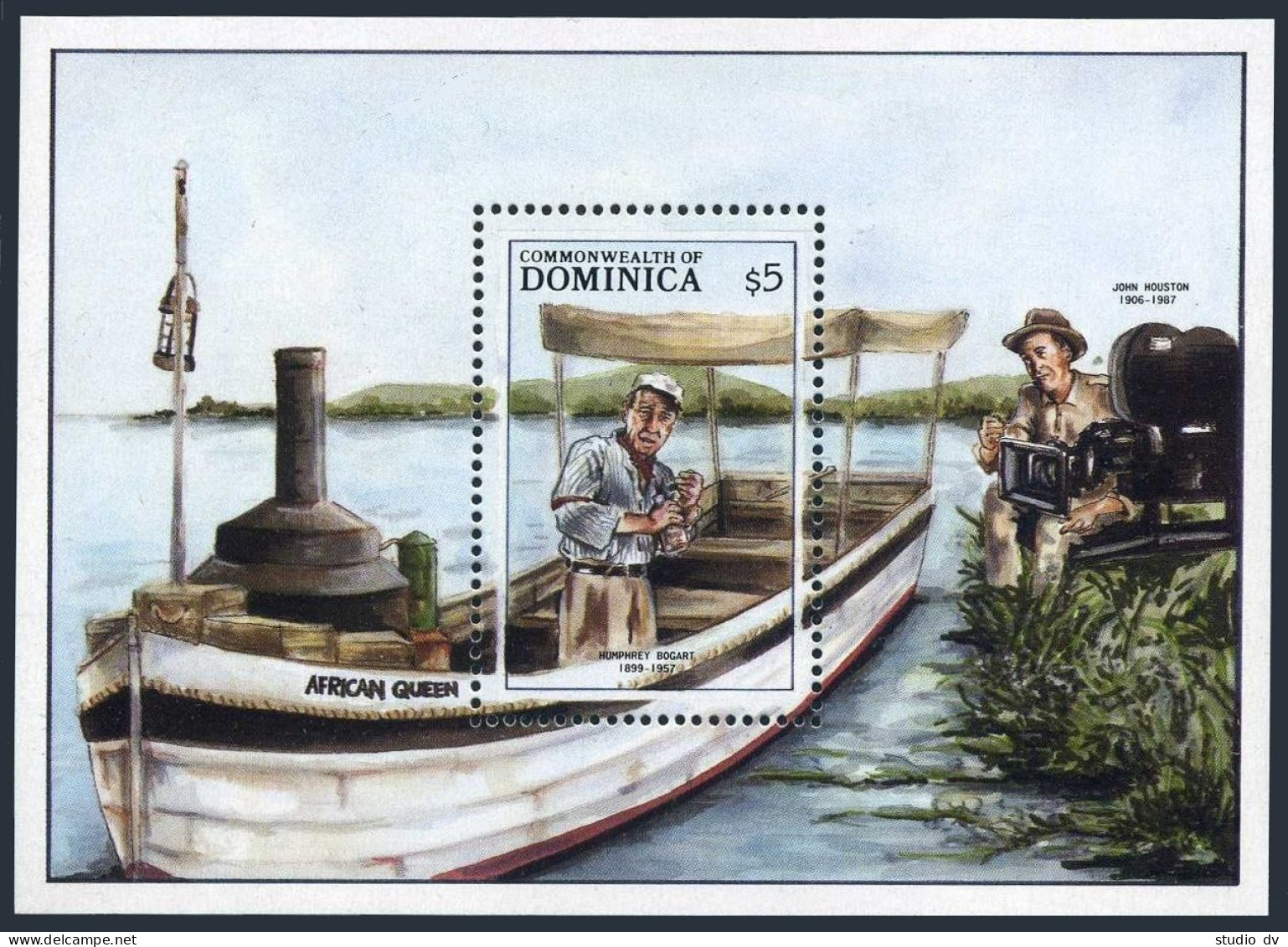 Dominica 1100,MNH.Michel 1130 Bl.132. Entertainers 1988.Humphrey Bogart. - Dominica (1978-...)