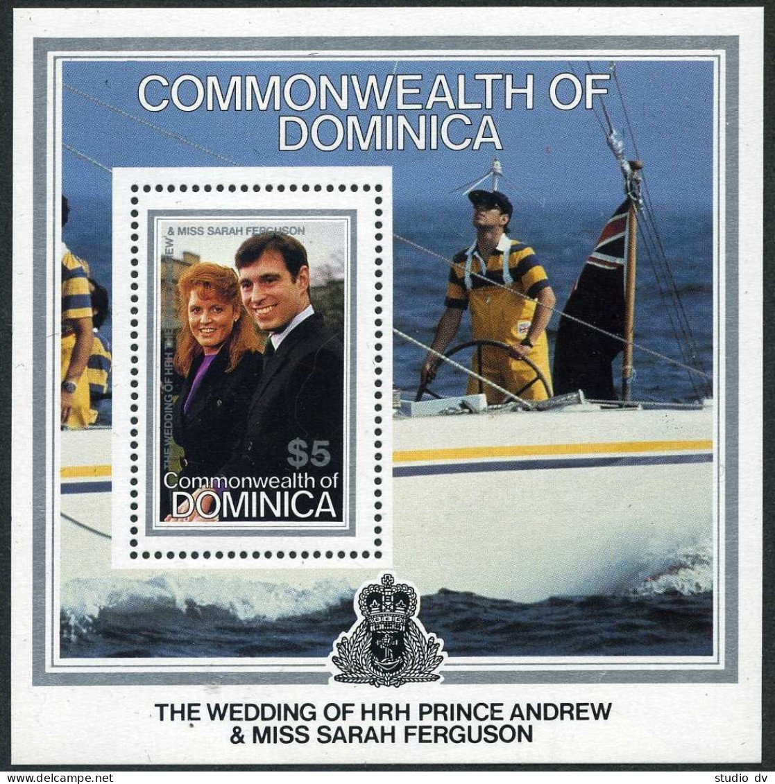 Dominica 970-972,973, MNH. Mi 984-987. Royal Wedding 1986:Andrew,Sarah Ferguson. - Dominique (1978-...)