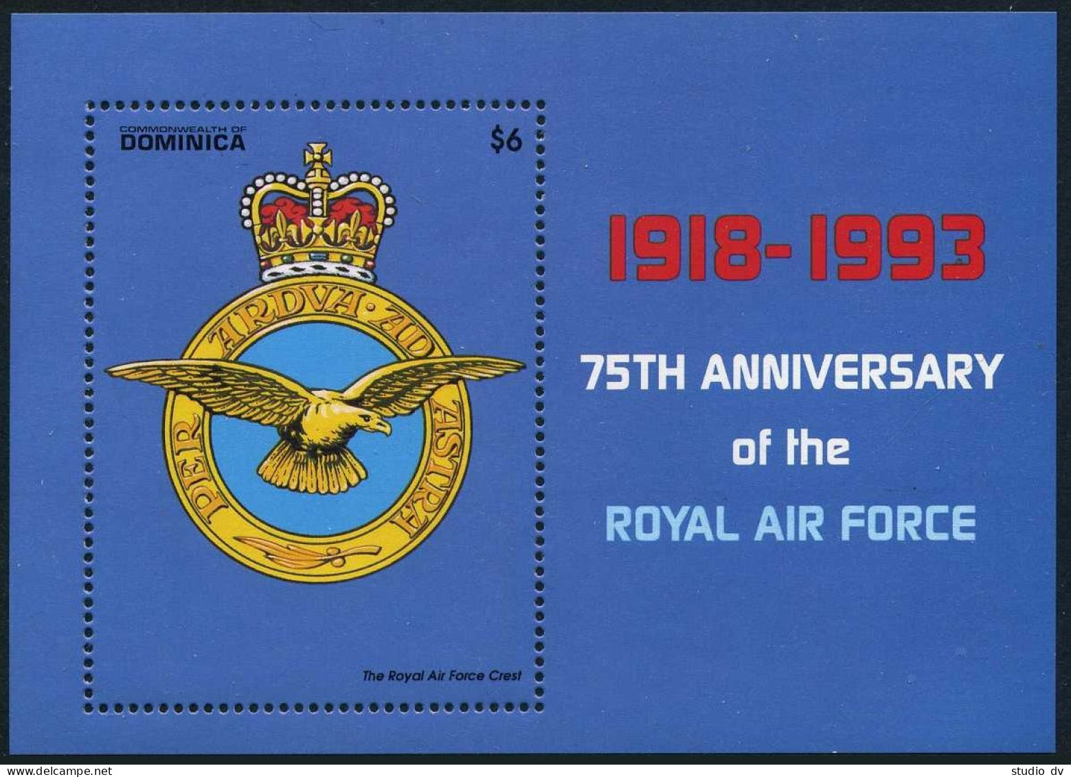 Dominica 1569,1574,1575,MNH.Mi 1694-1695,Bl.236. Royal Air Force,75th Ann.1993. - Dominica (1978-...)