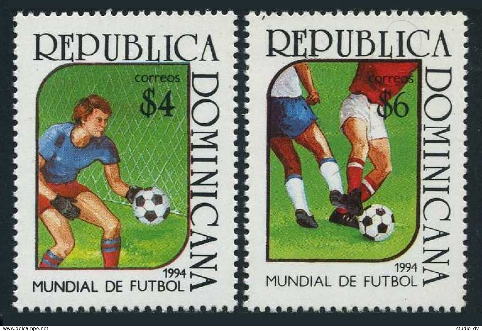 Dominican Rep 1163-1164,MNH.Mi 1706-1707. World Soccer Cup Atlanta,USA-1994. - Dominica (1978-...)