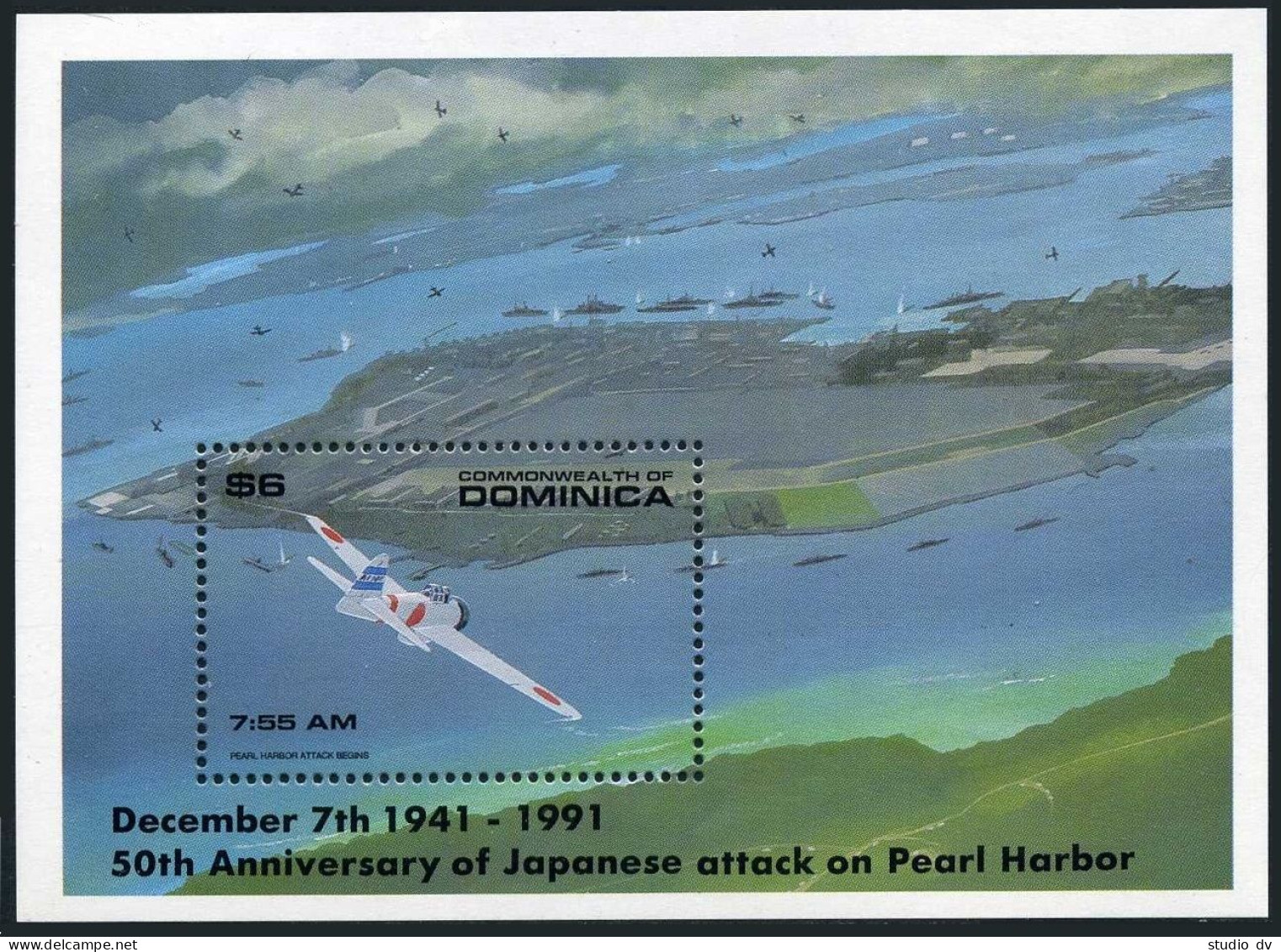 Dominica 1376-1377 Sheets, MNH. Japanese Attack On Pearl Harbor-50, 1991.Planes. - Dominica (1978-...)