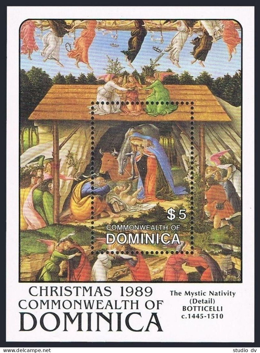 Dominica 1226,MNH.Mi 1286 Bl.160. Christmas 1989.The Mystic Nativity,Botticelli. - Dominique (1978-...)