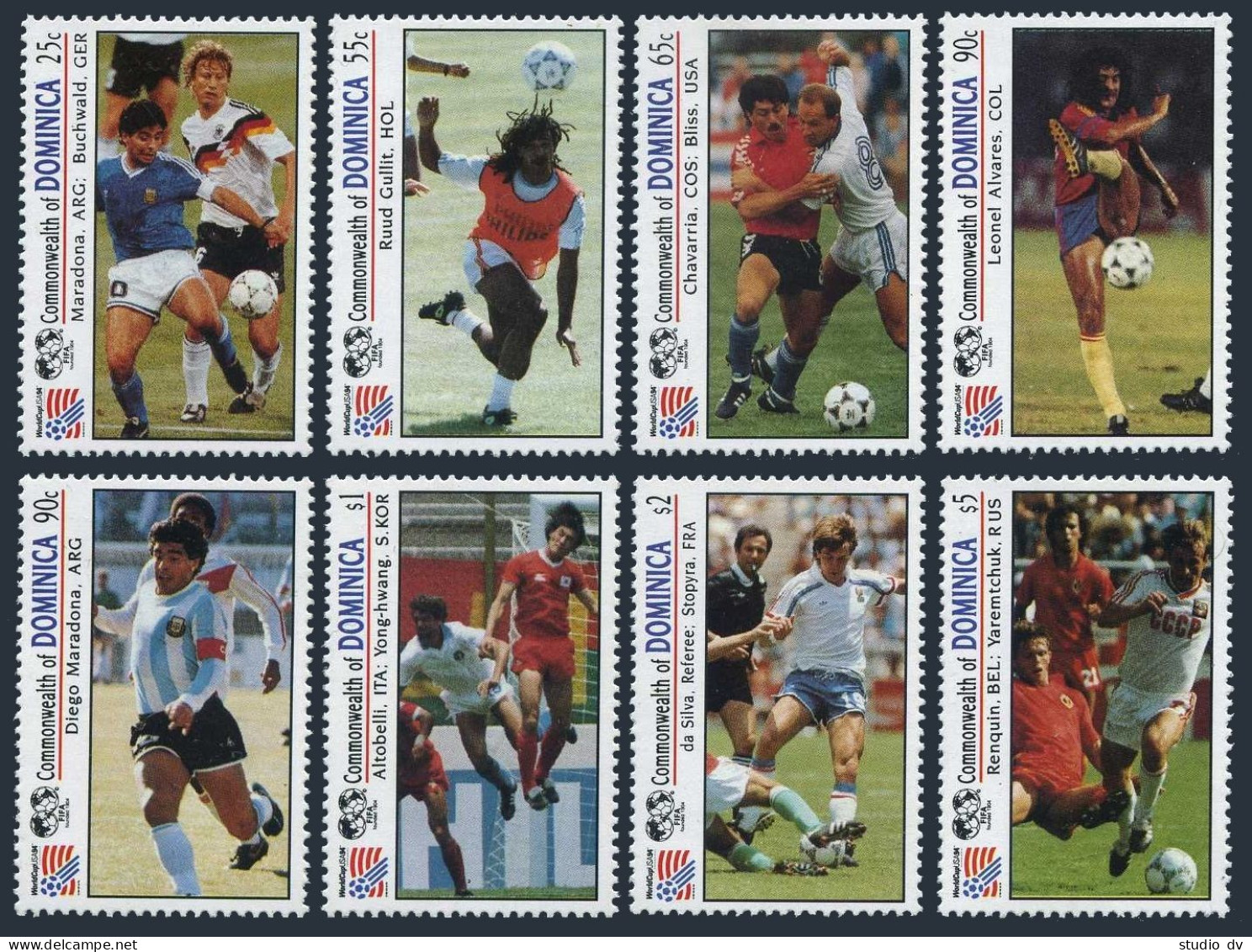 Dominica 1603-1610,1611-1612,MNH. World Soccer Cup Atlanta,USA-1994.Players,1993 - Dominique (1978-...)