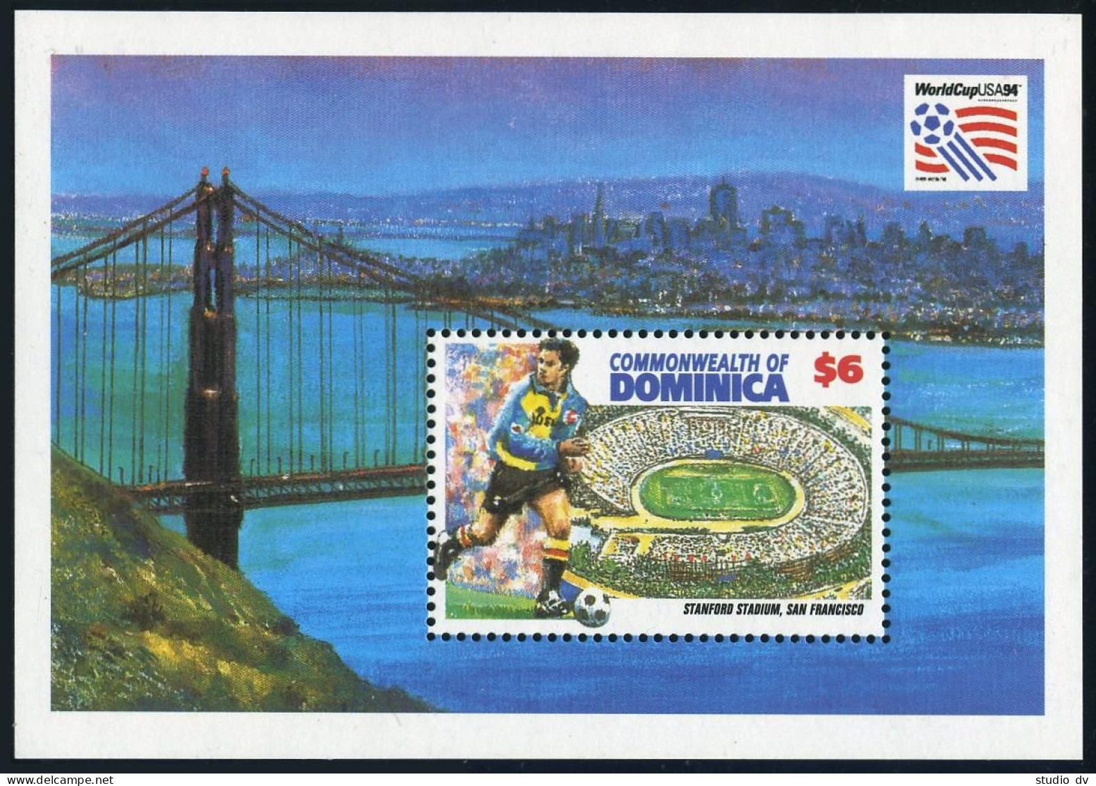 Dominica 1692 Sheet,MNH.Mi Bl.267. World Soccer Cup USA-1994.Stanford Stadium. - Dominique (1978-...)