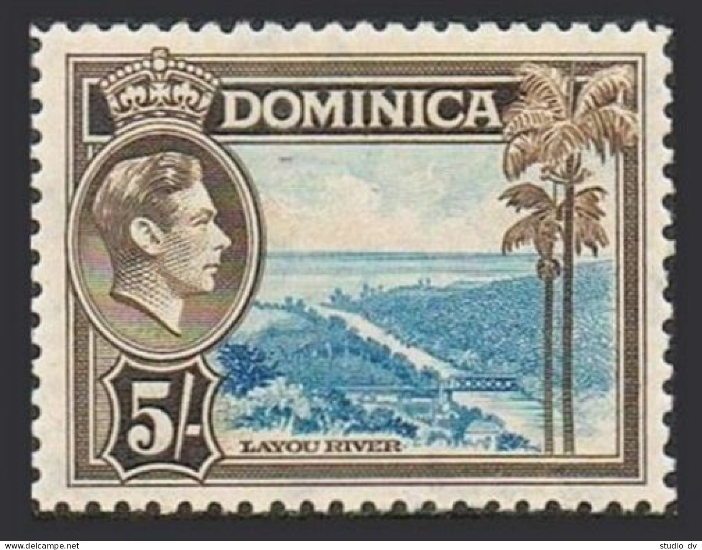 Dominica 109,MNH.Michel 105. King George VI,Layou River,1938. - Dominica (1978-...)