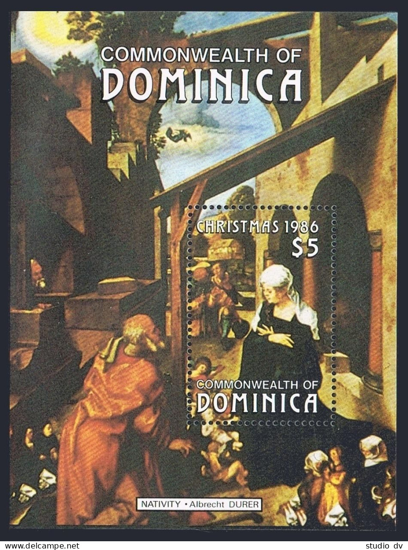 Dominica 979-982,983,MNH. Mi 993-996,Bl.114. Christmas 1986. Paintings By Durer. - Dominique (1978-...)