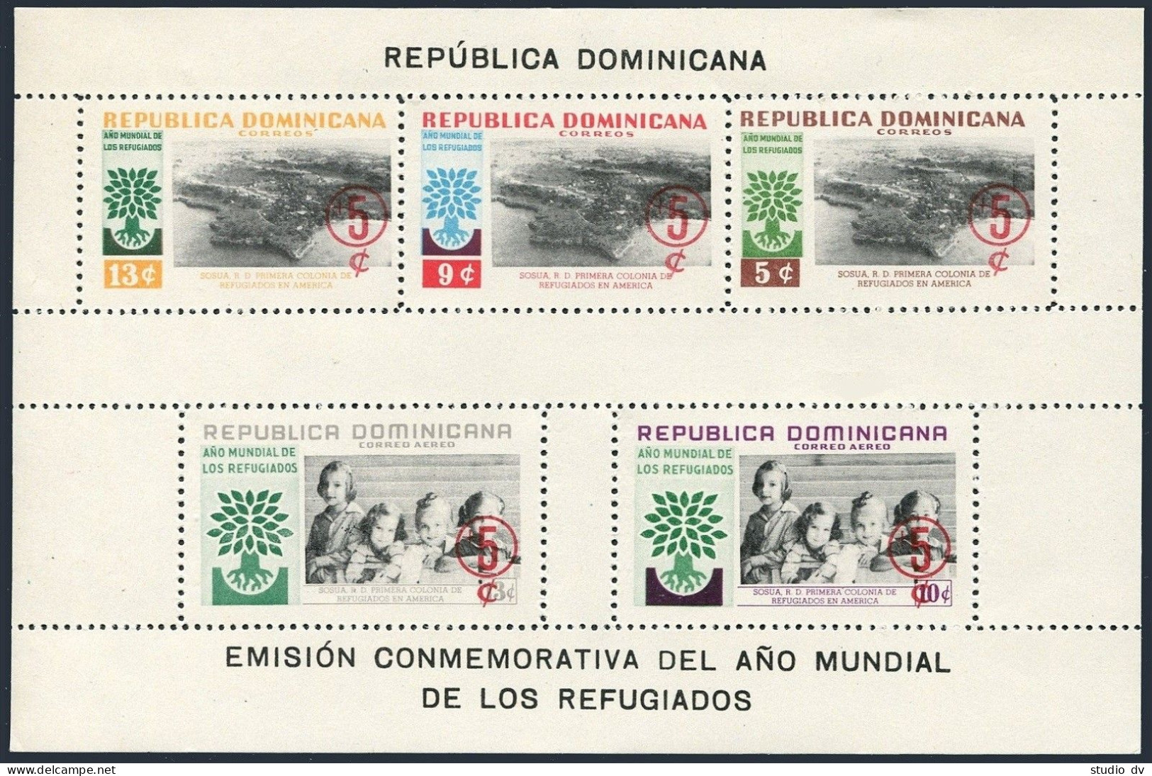 Dominican Rep CB20a,CB20a Imperf,hinged. Wrld Refugee Year WRY-1960,surcharged. - Dominica (1978-...)