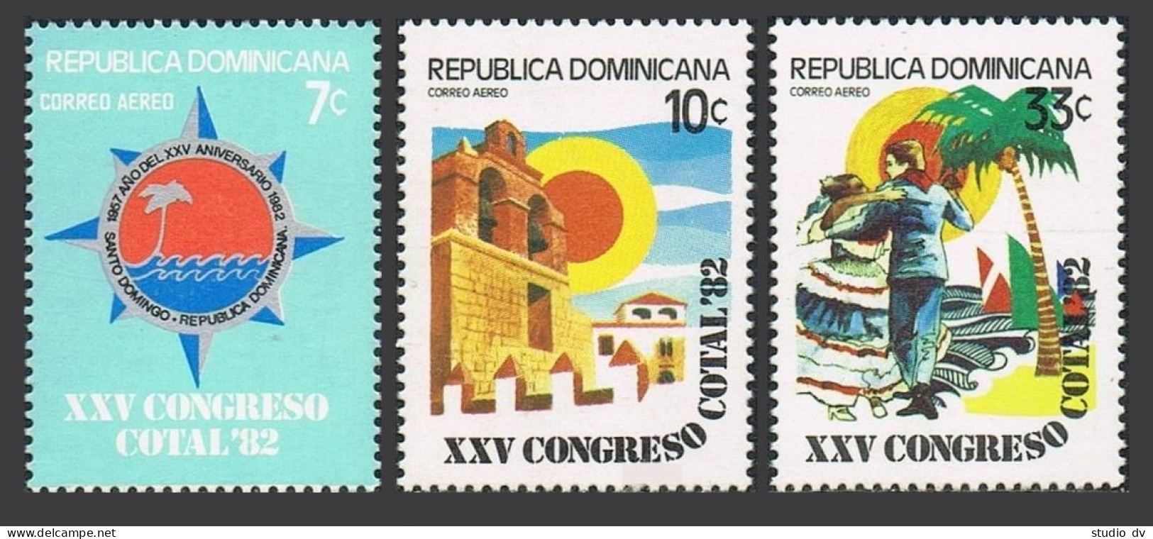 Dominican Rep C362-C364, MNH. Michel 1342-1344. Tourism-1982.Cathedral,Dancers.  - Dominique (1978-...)