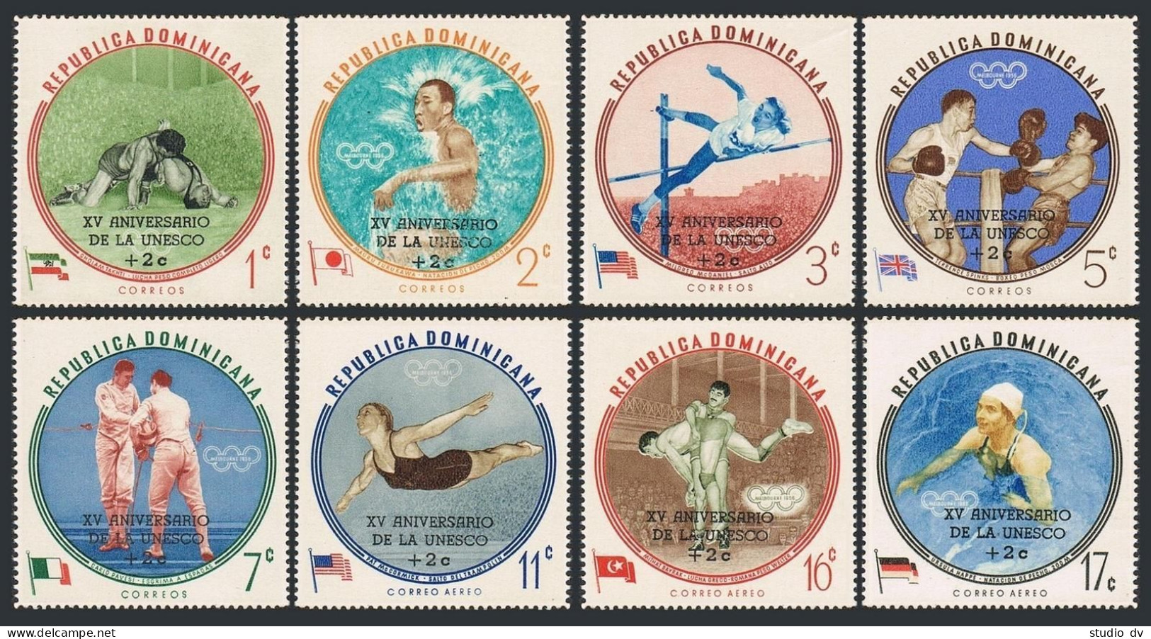 Dominican Rep B34-B38,CB21-CB23,MNH.Mi 749-756.Olympics Rome-1960.UNESCO-15,1962 - Dominica (1978-...)
