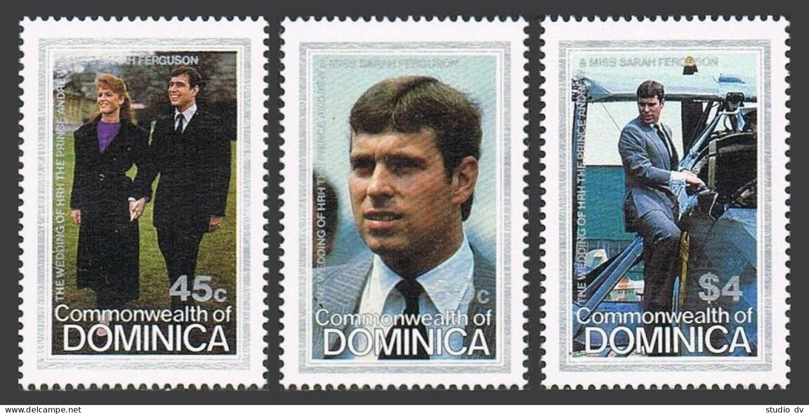 Dominica 970-972,MNH.Michel 984-986. Royal Wedding 1986:Andrew,Sarah Ferguson. - Dominique (1978-...)