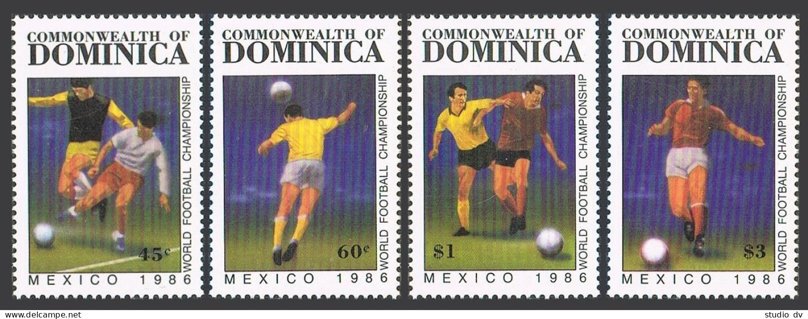 Dominica 935-938, MNH. Michel 949-952. World Soccer Cup Mexico-1986. - Dominica (1978-...)