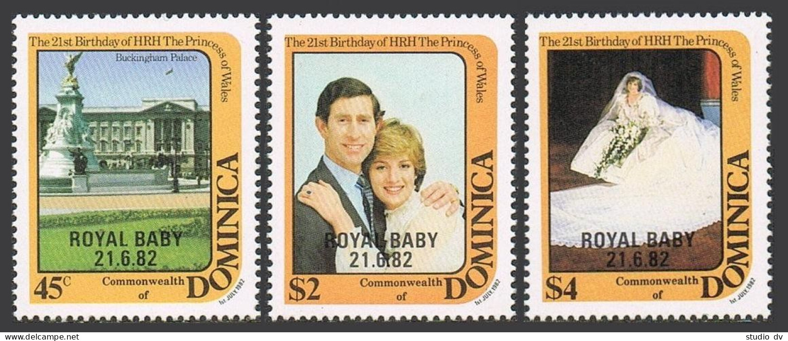 Dominica 782-784,MNH.Michel 796-798. Princess Diana-Royal Baby,1982.Palace. - Dominica (1978-...)