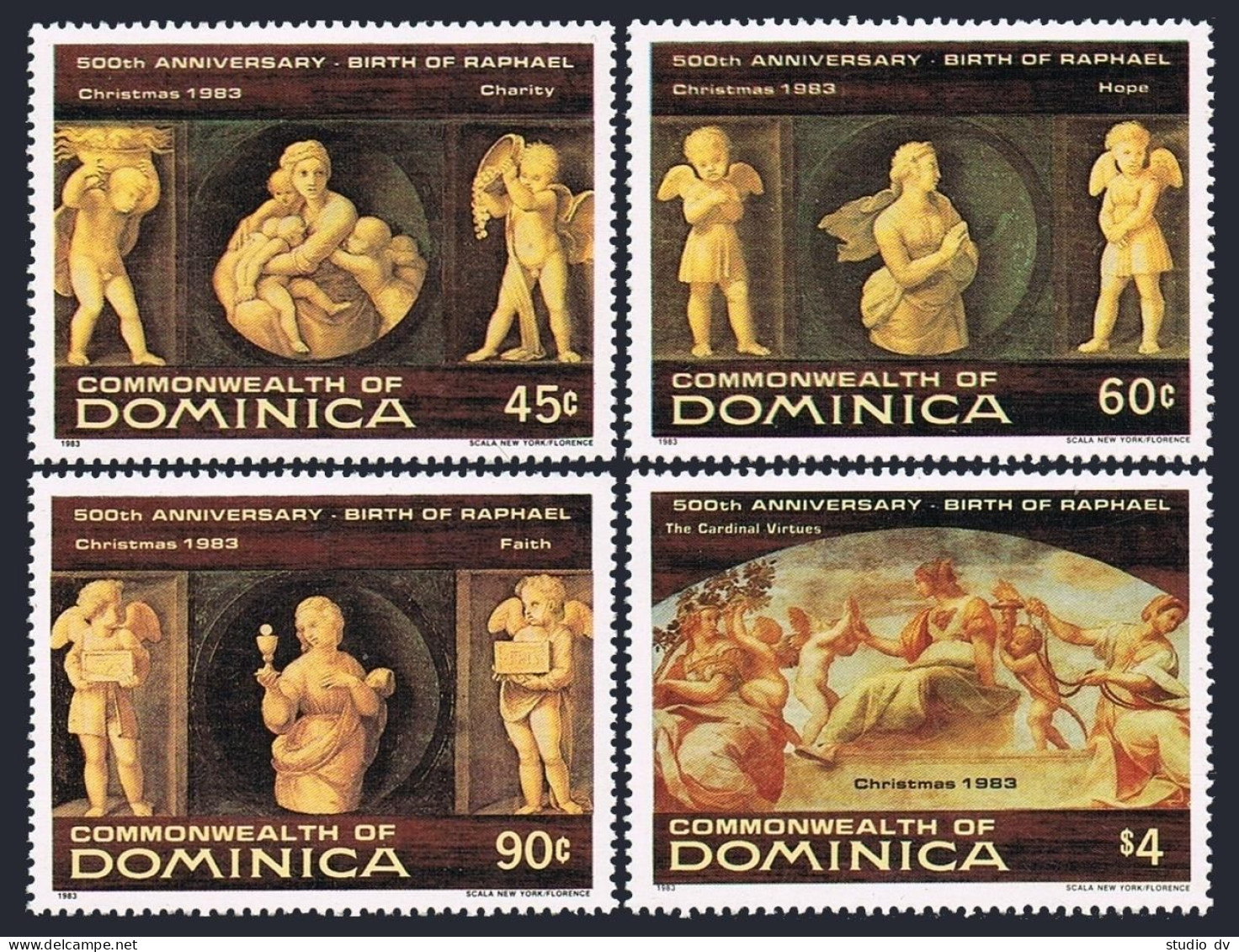 Dominica 817-820, MNH. Michel 831-834. Christmas 1983. Raphael Paintings. - Dominica (1978-...)